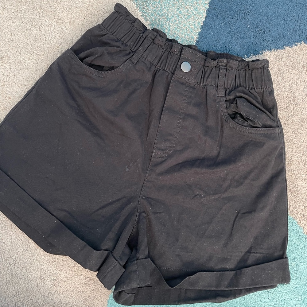 Black high rise school shorts